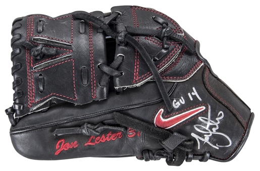 Lot of (2) 2014-2015 Jon Lester Game Used & Signed Nike Glove & Cleats (Lester LOA & Beckett)